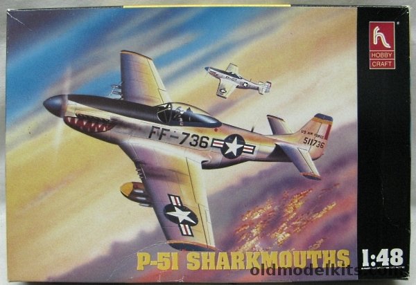 Hobby Craft 1/48 North American F-51D / P-51D Mustang - 'Sharkmouths'  USAF 12 FBS Korea Nov 1950 / Dominican Republic 1955 (3 Aircraft) / Cuba FAR 1959 / Bolivia 1975 / El Salvador 1969, HC1516 plastic model kit